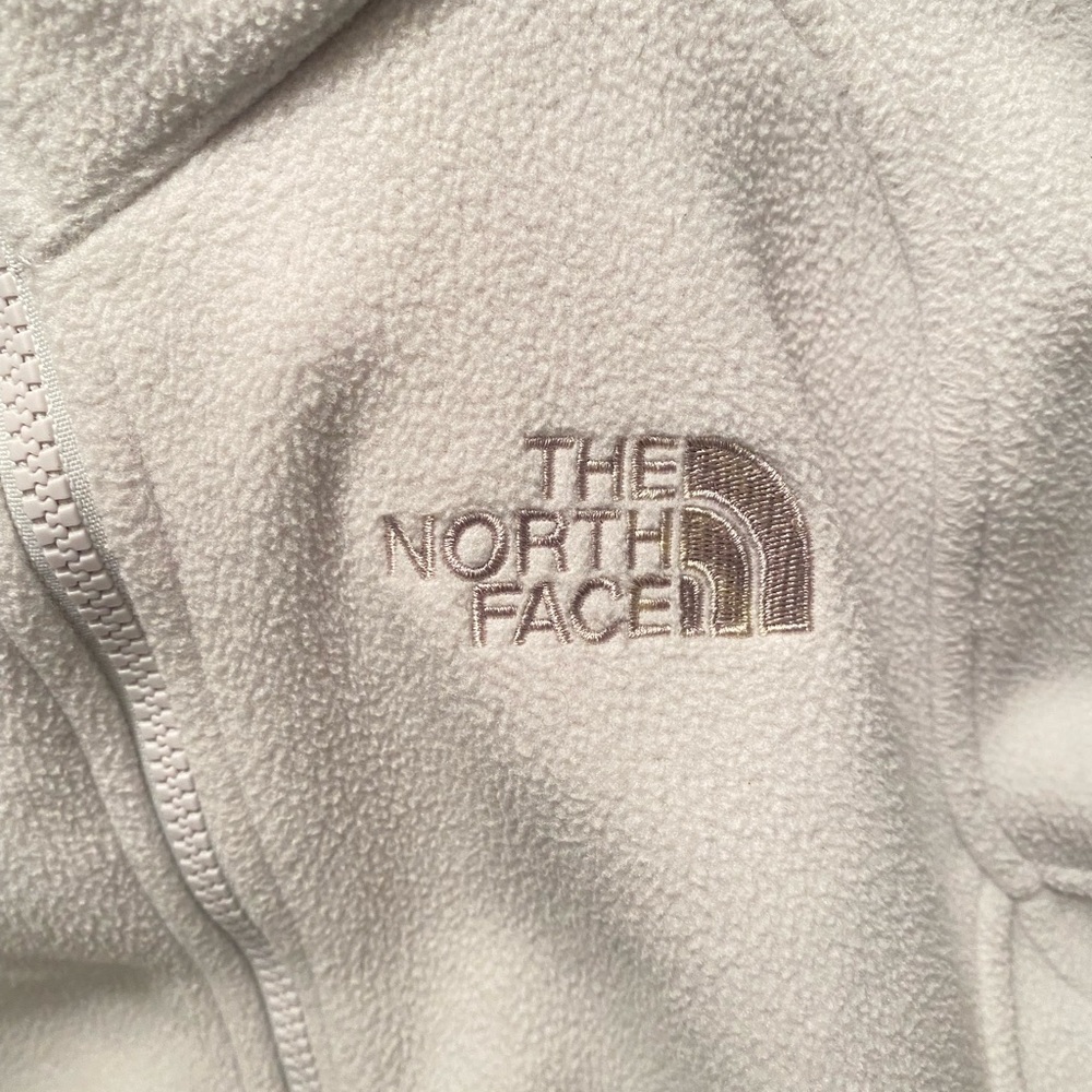 THE NORTH FACE FLEECE JACKET IVORY & GRAY FULL ZIP WITH POCKETS WOMENS XS - Picture 15 of 16